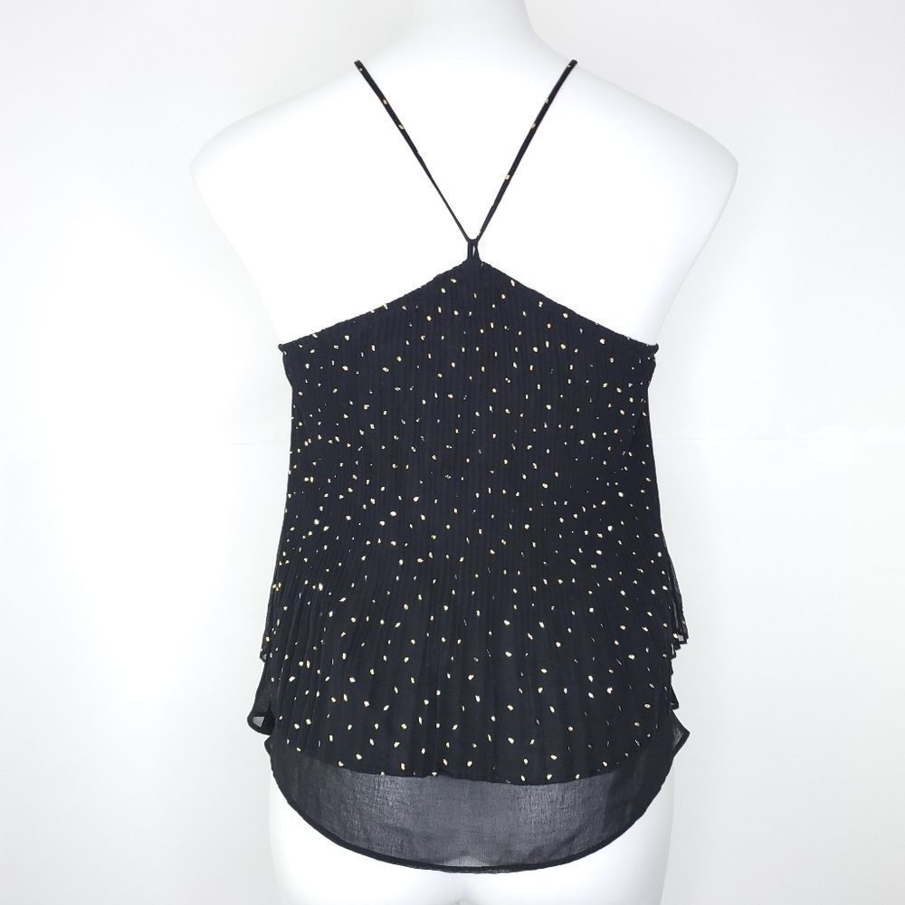 NEW RO & DE Spotted Pleated Halter Blouse Black Gold sz xs - Picture 7 of 9